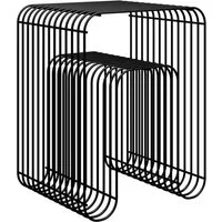 skølm Beistelltisch Vali als Hocker oder Bücherregal nutzbar (schwarz), Couchtisch aus Metall, offenes Gitterdesign, Ablageregal 39x34x49 cm