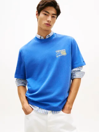 Tommy Jeans (PVH Group) - TJM 90S BUBBLE FLAG SS TEE Fizzy Blue - Gr. - M
