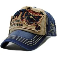 Sporty Baseball Cap Fight Skull Vintage Style Used Washed Look Retro Kappe Cap mit Belüftungslöchern