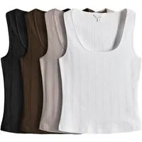 The Set Shirttop The Set Trägertops mi eckigem Ausschnitt, 4er-Pack (4-tlg)