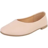 Ital-Design Minimalistische Damen Ballerinas für Alltag und Freizeit Ballerina (91554528) Blockabsatz Klassische Ballerinas in Beige