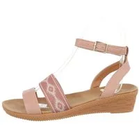 Ital-Design Damen Freizeit Riemchensandalette Keilabsatz/Wedge Keilsandaletten in Altrosa