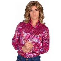 thetru Kostüm Discohemd pink, Dieses 70er Jahre Hemd macht jeder Discokugel Konkurrenz!