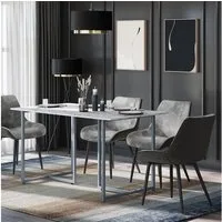 Vicco Esstisch Merido, Grau/Marmor-Weiß, 140 x 80 cm (1-St)