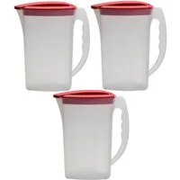 Engelland Wasserkrug Getränkekkrug mit Füllskala und abnehmbarem Deckel, (Vorteils-Set, 3-tlg., 2 Liter Fassungsvermögen je Krug), BPA-frei, frostbeständig, spülmaschinengeeignet, Kühlschrankkrug