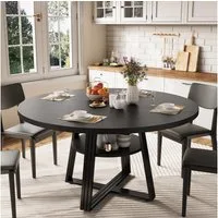GarveeMore Esstisch Runder für 4-6 Personen,120 cm,Landhausküchentisch mit Stauraum, Küchentische für Esszimmer,Küche,Wohnzimmer,Wohnung