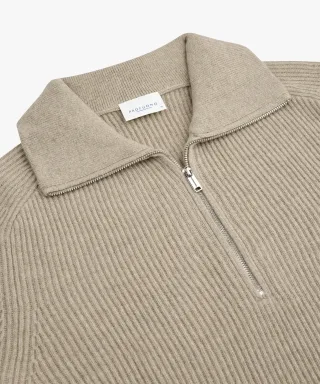 Profuomo - Beiger Heavy Wolle Half-Zip Beige - Gr. - L