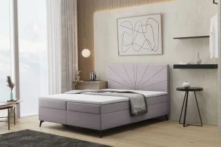 Boxspringbett Schlafzimmerbett PONCE 140x200cm in Stoff Riviera Flieder