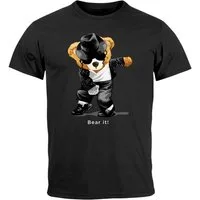 Neverless Print-Shirt Herren T-Shirt Jackson Bear Parodie Bear it! Teddy Bär Musik Print mit Print
