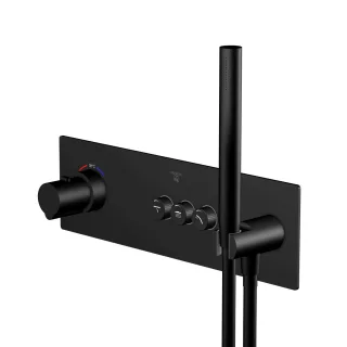 Steinberg Serie 390 Unterputz-Thermostat, mit Mengenregulierung, für 3 Verbraucher, matt black, 390 39042321S