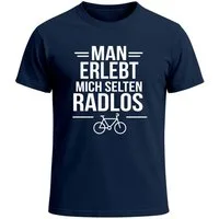MoonWorks Print-Shirt Herren T-Shirt Spruch Fahrradfahrer Man erlebt mich selten radlos mit Print