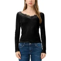 QS Langarmshirt mit Spitzen-V-Ausschnitt