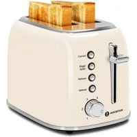 Aigostar Toaster Retro Edelstahl Toaster, 4 Funktionen, 6 Bräunungsstufen, 2 kurze Schlitze, für 2 Scheiben, 800 W, Extra Breite Toastschlitze, Liftfunktion