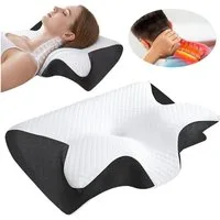 AKKEE Nackenstützkissen Orthopädisches Kissen Kopfkissen Nackenschmerzen aus Memory Foam, Ergonomisches