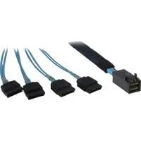 Kabel SFF 8643 > 4x SATA schwarz/blau, 0,7 Meter, Crossover