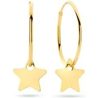 NICEANDnoble Paar Creolen 585er Gelbgold Ohrringe filigrane Creolen mit Stern