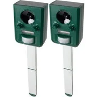 Gardigo Ultraschall-Tierabwehr Vielseitiges Tierabwehrgerät Solar mit Blitzlicht, Reichweite 9m, 2-tlg., effektiv, tierfreundlich & umweltfreundlich