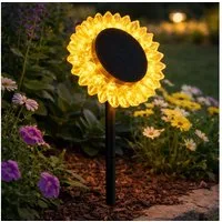 GLOBO LIGHTING LED Solarleuchte, LED-Leuchtmittel fest verbaut, Warmweiß, Solarleuchte Stecklampe Sonnenblume Hofleuchte Deko schwarz gelb LED H