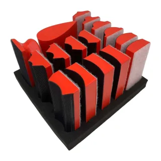 Interchangeable Hand Sanding Block Set 16 Shapes Hook and Loop Pads Perfect for Woodworking Auto Paint Crafts and Furnit