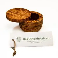 dasOlivenholzbrett Aufbewahrungsdose Dose mit Schwenkdeckel aus Olivenholz