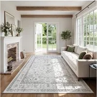 Klyvvo Teppich Vintage Kurzflor Teppich, weich & rutschfest, waschbar, Rechteckig, 80x150 cm – Küchenteppich, Schlafzimmerteppich