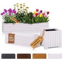 BooGardi Pflanzkübel Balkonkasten Blumenkasten mit Kunststoffeinsatz (Pflanzkasten · Weiß 44x20x14cm · 4 Farben · 3 Größen), Pflanzgefäß für Fensterbank · Balkon · Garten · Terrasse