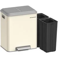 SONGMICS Mülleimer Abfalleimer, Inneneimer, Stahl, Softclose-Deckel, 30L, Küche, Mülltrennsystem 2 x 15 L, 2 Fächer für Recycling und Restmüll