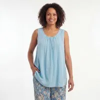 OriginalYou Trägertop Damen Long Top Sommer Oberteil ärmelloses Strandshirt mit Innentop für blickdichten Tragekomfort, erhältlich von 36-50