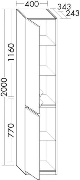 Burgbad Hochschrank Lin20 Melamin 2000x400x245 Weiß Matt, HSPM040RF5351 HSPM040RF5351