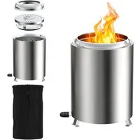 FIVMEN Feuerschale Campingkocher Feuerschale Outdoor Holzvergaser Kocher Edelstahl, Tischkamin mit Aufbewahrungstasche Verstellbares Lüftungsgittermodell