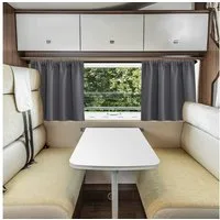 Jibenhome Scheibengardine Blickdicht Vorhänge Kurze Thermovorhang 2 Paneele, Stangentasche, für Wohnmobile, Wohnwagen, Küchen, Keller