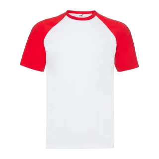 Fruit of the Loom - T-Shirt für Herren - Baseball kurzärmlig (Weiß/Rot)