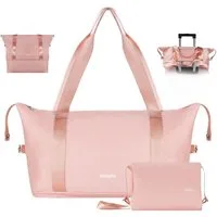 YONSLY Reisetasche Leichte Weekender-Reisetasche mit Kulturbeutel für (Spar-Set, Reisetasche + Kulturbeutel), Erweiterbar, mit Trolleygurt, Nylon-Gewebe, waschbar und leicht
