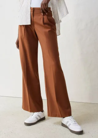 bonprix Wollhose mit Bundfalten, braun, Gr.54, Elegante Bundfaltenhose aus hochwertiger Wollmischung, aus Wolle