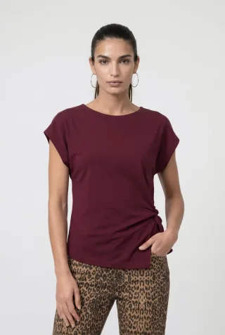 monari - T-Shirt mit Knotendetail dark bordeaux - Gr. - 42
