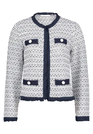 Betty & Co - Strick-Cardigan weiß/dunkelblau - Gr. - 40