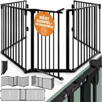 Casaria Kamingitter, Kaminschutzgitter Tür Schloss Faltbar 306x76cm Absperrgitter