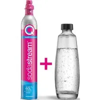 SodaStream Wassersprudler QC-Reservepack, (Set, 2-tlg), 1x Quick Connect CO2-Zylinder (Ergiebigkeit: 60L), 1x 1L Glasflasche
