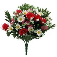 Kunstblumenstrauß Künstlicher Rosen-Strauß 37cm. Weiß Rosa Pink. Rose Margerite Hochzeit, Floratexx GmbH