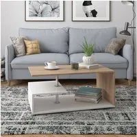 Vicco Couchtisch Guillermo, Weiß/Sonoma, 91 x 52,6 cm (1-St)