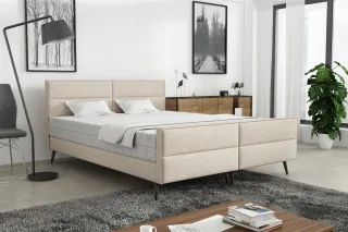 Polsterbett Doppelbett CREMONA 140x200cm Stoff Gemma Beige ohne Matratze