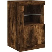 vidaXL Beistellschrank Beistellschrank mit LED-Leuchten Räuchereiche Holzwerkstoff (1-St)