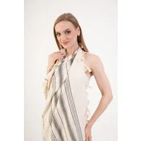 herémood Saunatuch XXL Hamamtuch 100×180cm Weiches & Saugfähiges Strandtuch aus Baumwolle, (Spar Set (2er Pack & 4er Pack), 2-St), Schnelltrocknendes Saunatuch mit Fransen – Beige-Schwarz