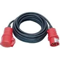 Professional CEE Starkstrom-Verlängerungskabel, 400V-Drehstromstecker schwarz/rot, 25 Meter, 5-polig, für den Außenbereich IP44