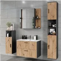 Vicco Badmöbel-Set Irma, Anthrazit/Goldkraft Eiche, 5 Teile, (5-St., 5er Set)