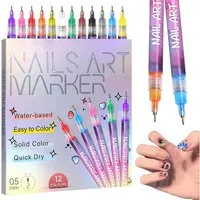 FOUORTUNATE-BEE Malstift 12 Farben Nailart Stifte – Schnelltrocknende 3D Nagellackpens, Nailart Linien Punktstifte Set für Zuhause & Studio