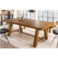riess-ambiente Esstisch FINCA 165cm vintage braun - recyceltes Pinienholz, Bohlenoptik, Industrial Design mit Querstrebe – ideal für bis zu 6 Personen