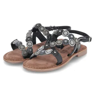LAZAMANI Sandalen - Gr. 36 - Schwarz - Leder & Textil