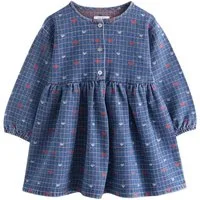 Next Jeanskleid Langärmeliges Denim-Kleid mit Jacquardherz (1-tlg)