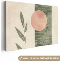 OneMillionCanvasses® Leinwandbild Geometrisch - Rosa - Grün - Natur, Fotodruck (1 St), Leinwand Bilder Klein, Wand Dekoration Aesthetic 30x20 cm